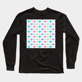 Pixel Heart Pattern - Pastel Color Long Sleeve T-Shirt